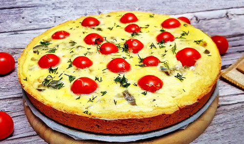 Заливной пирог с курицей и грибами