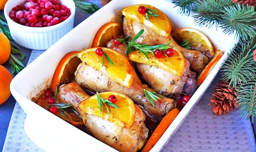 Куриные ножки с апельсинами в духовке