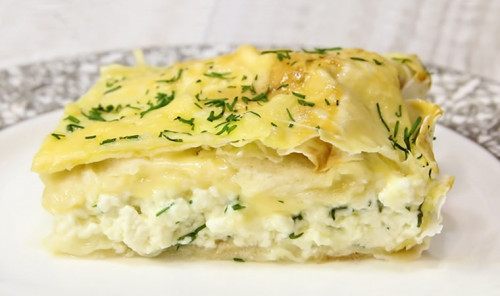 Пирог из творога, лаваша и сыра