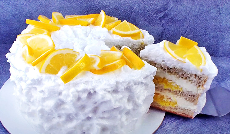 Бисквитный лимонный торт