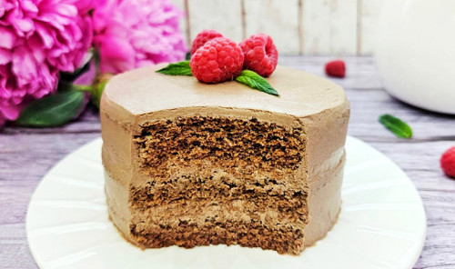 Шоколадно-кофейный торт с творожным кремом